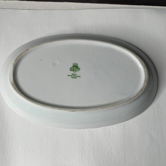 VINTAGE Porcelain Jlmenau Oval Floral Dish German Democratic Republic Germany - Picture 3 of 4